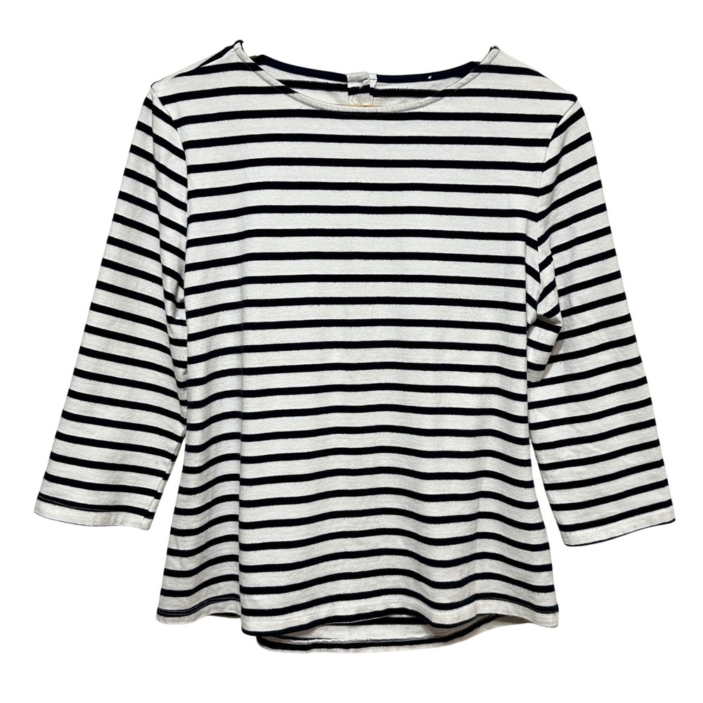 Amour Vert Striped Open Back Top Women Medium Organic Cotton Navy White Nautical